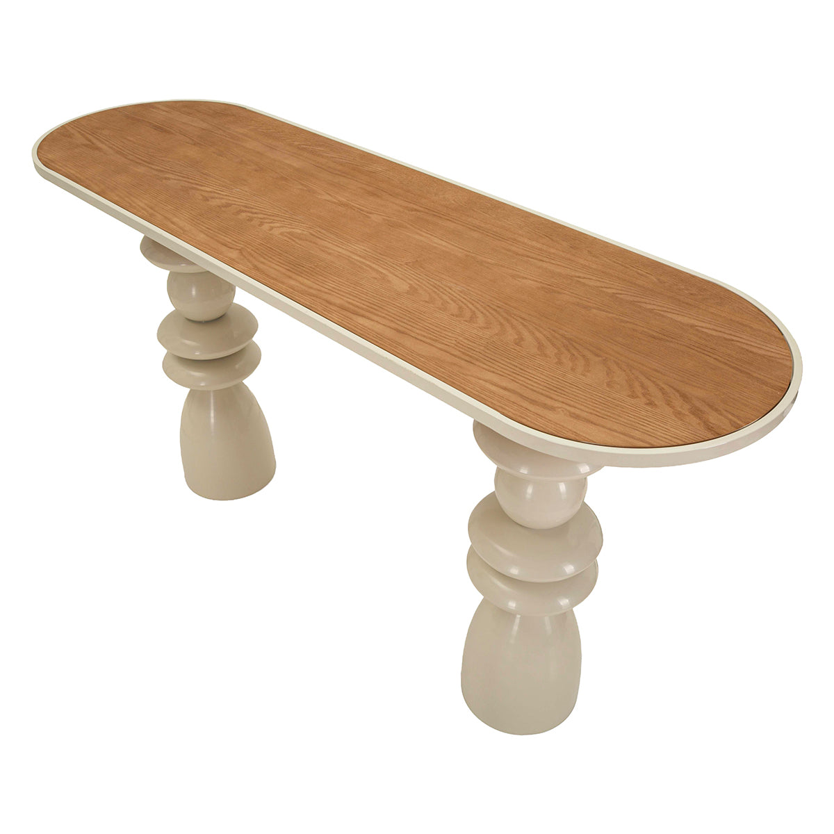Console en métal Noléa Crème et Bois - vue 4
