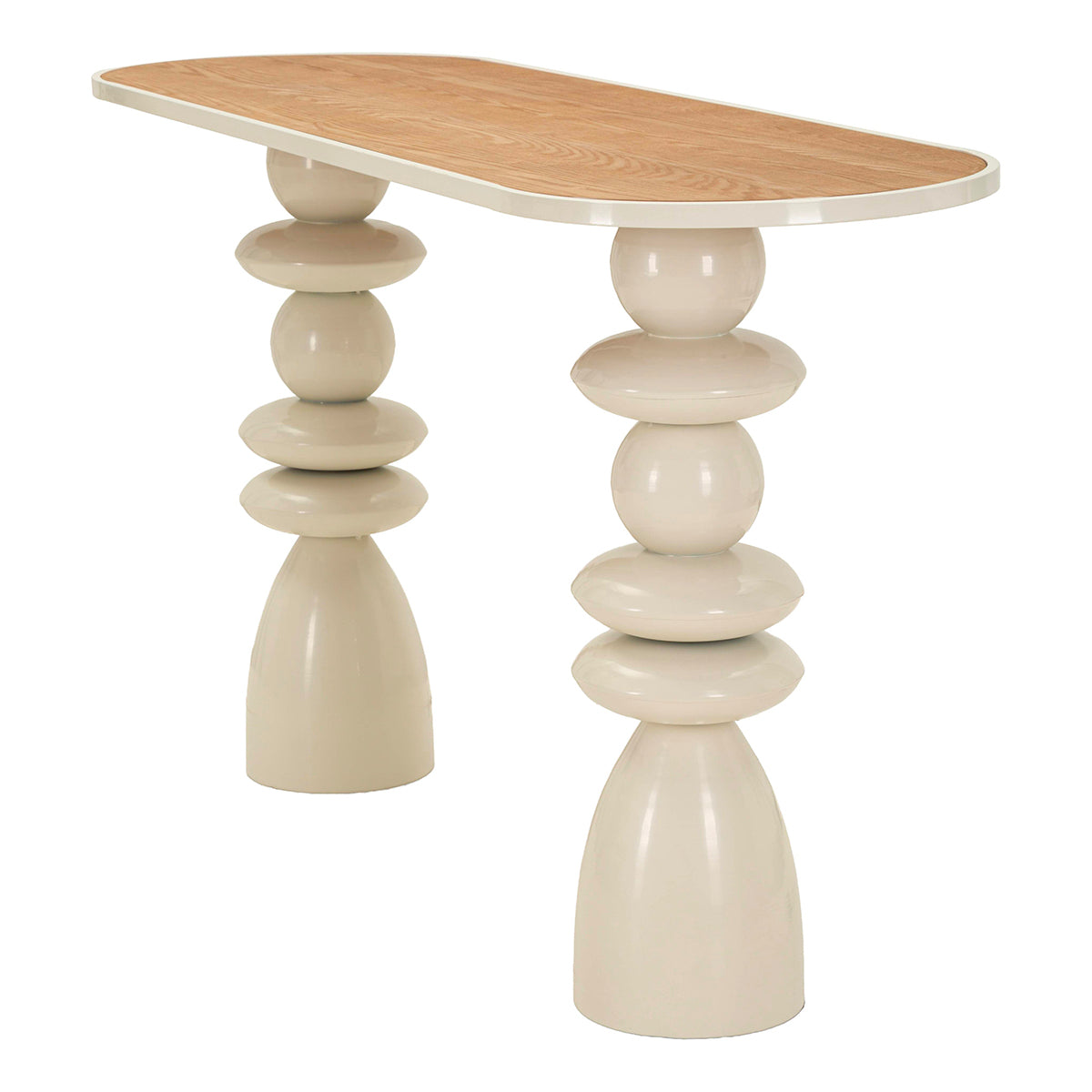 Console en métal Noléa Crème et Bois - vue 5
