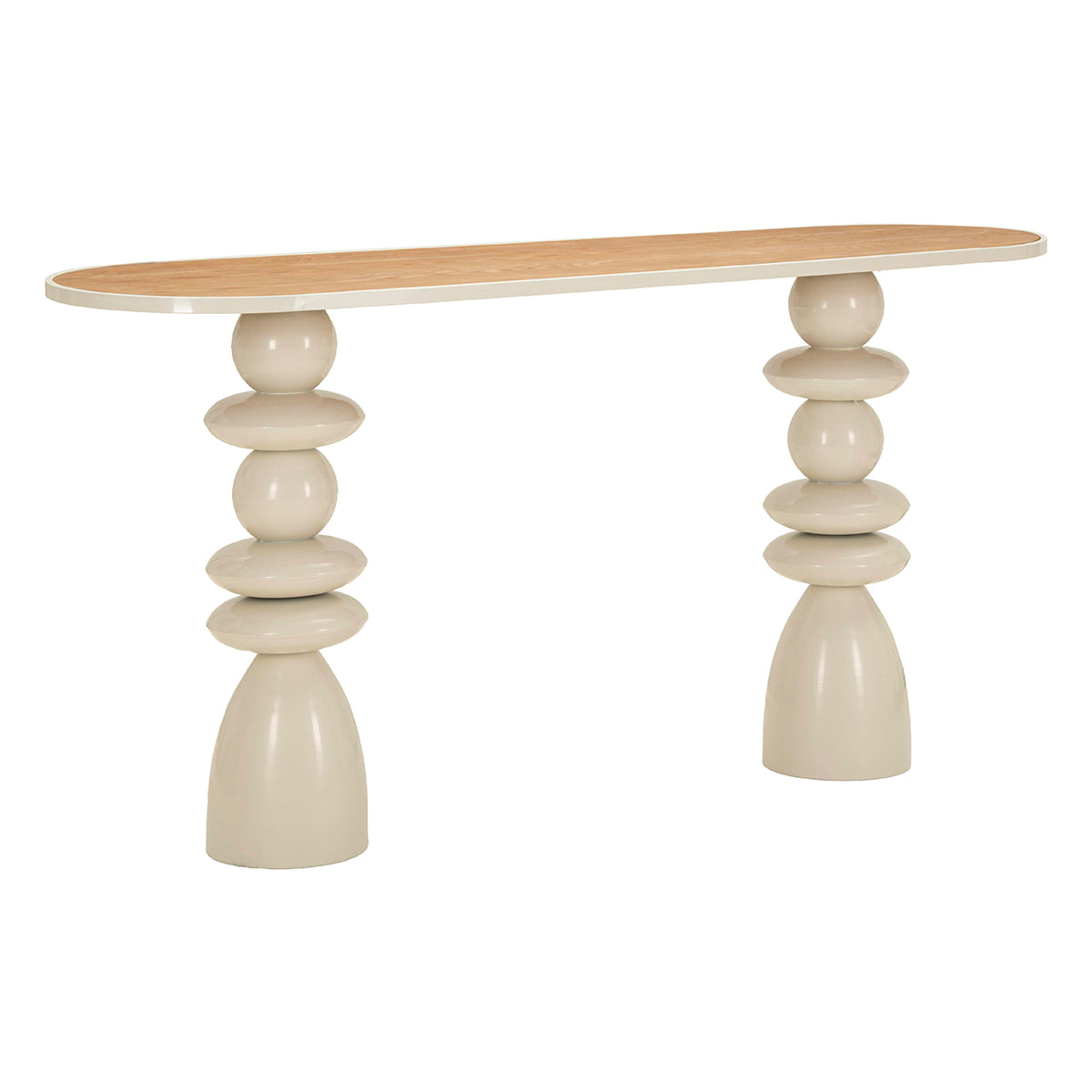 Console en métal Noléa Crème et Bois - vue 2