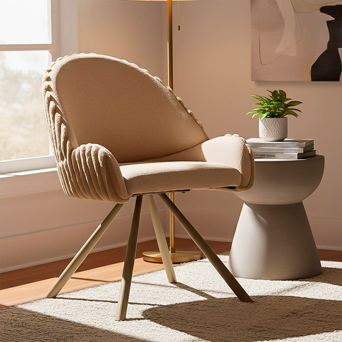 Lot de 2 chaises North velours côtelé Crème