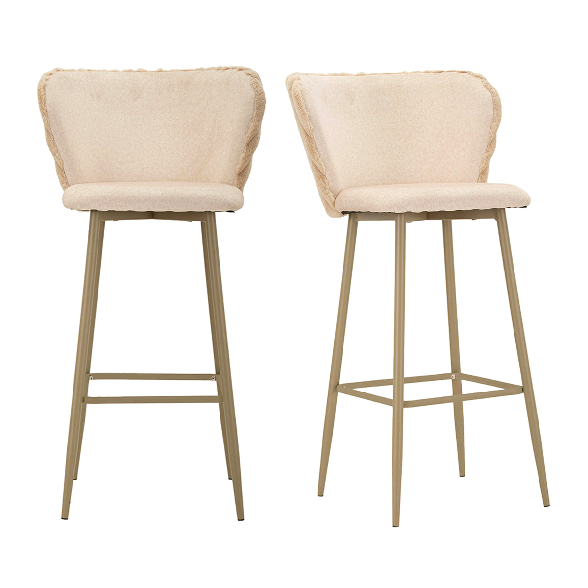 Lot de 2 chaises de bar 77 cm North velours côtelé Crème - vue 2