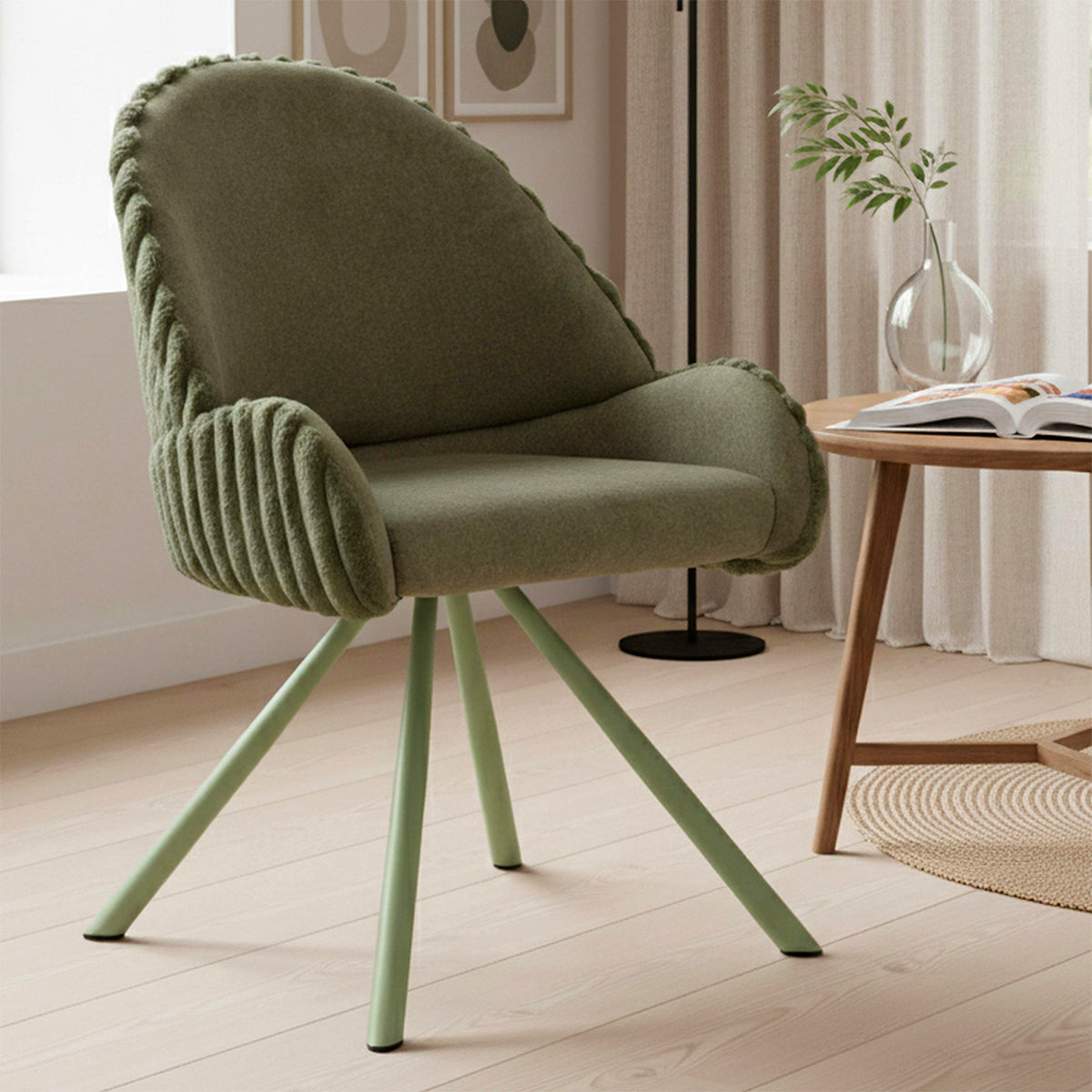 Lot de 2 chaises North velours côtelé Kaki