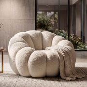 Fauteuil Ophélie tissu bouclette Blanc