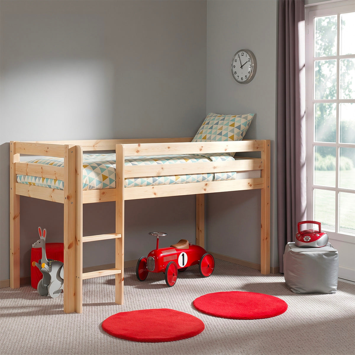 Lit Mi-Hauteur 90x200 Sommier Inclus Vipack Pino - Bois