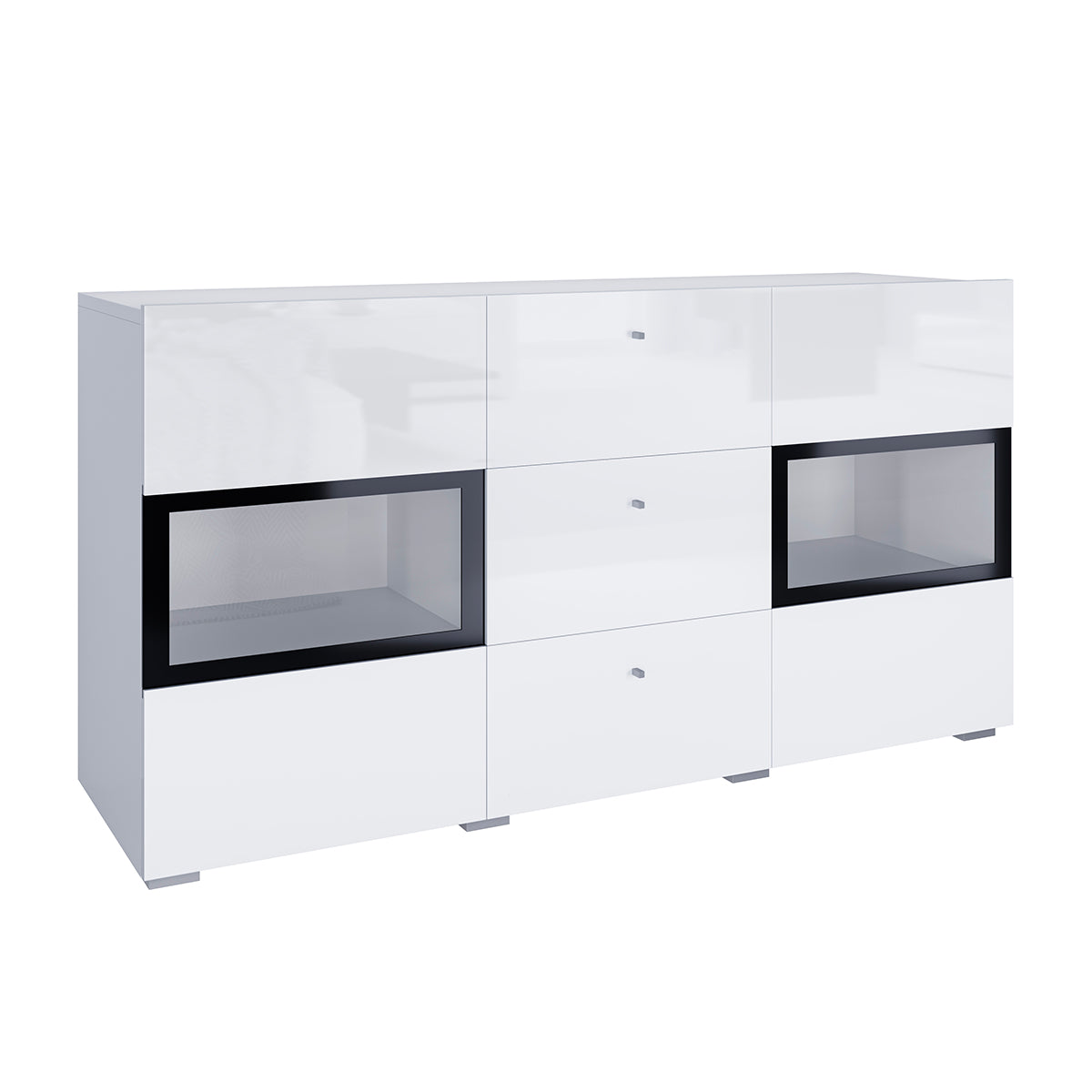 Buffet 2 portes 3 tiroirs avec LED Sloan Blanc