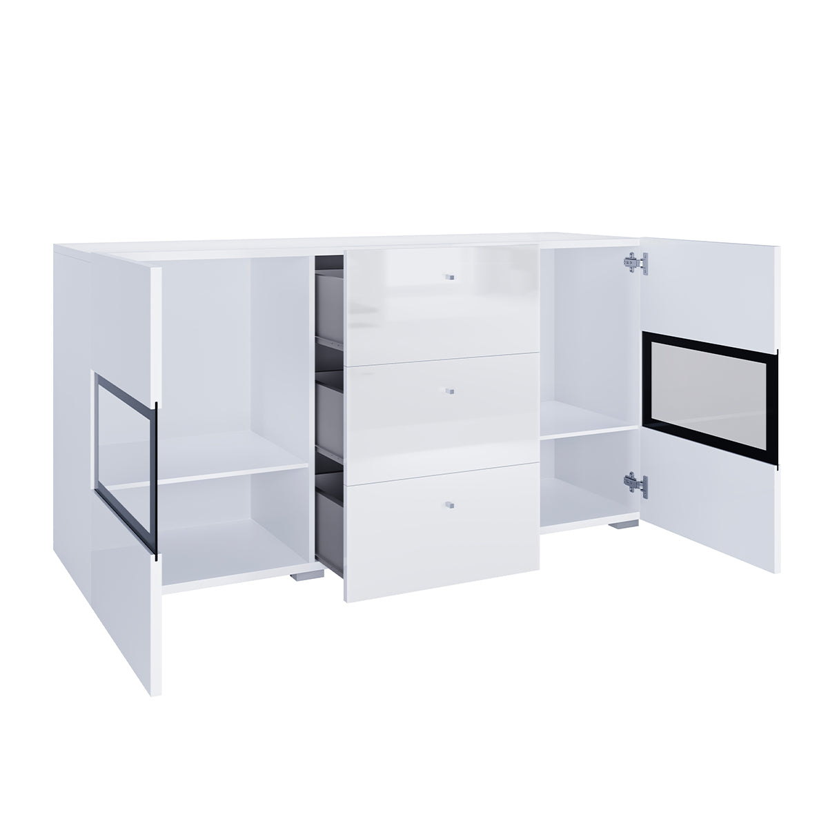 Buffet 2 portes 3 tiroirs avec LED Sloan Blanc