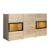 Buffet 2 portes 3 tiroirs avec LED Sloan Bois