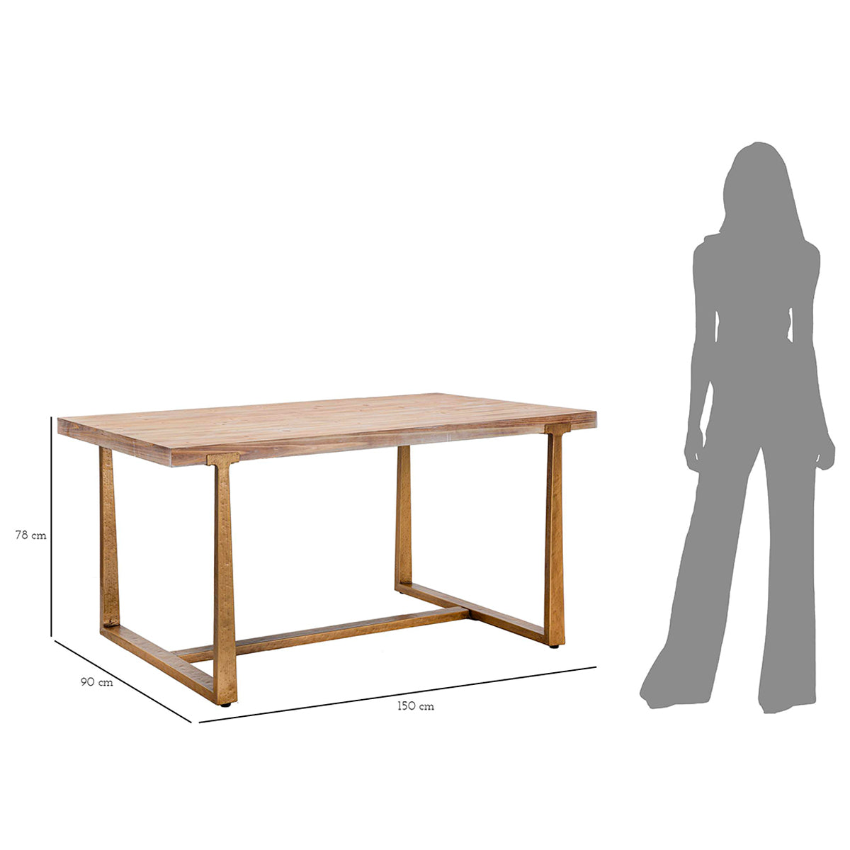 Table à manger rectangulaire 4 à 6 personnes Elowen Bois - vue 8