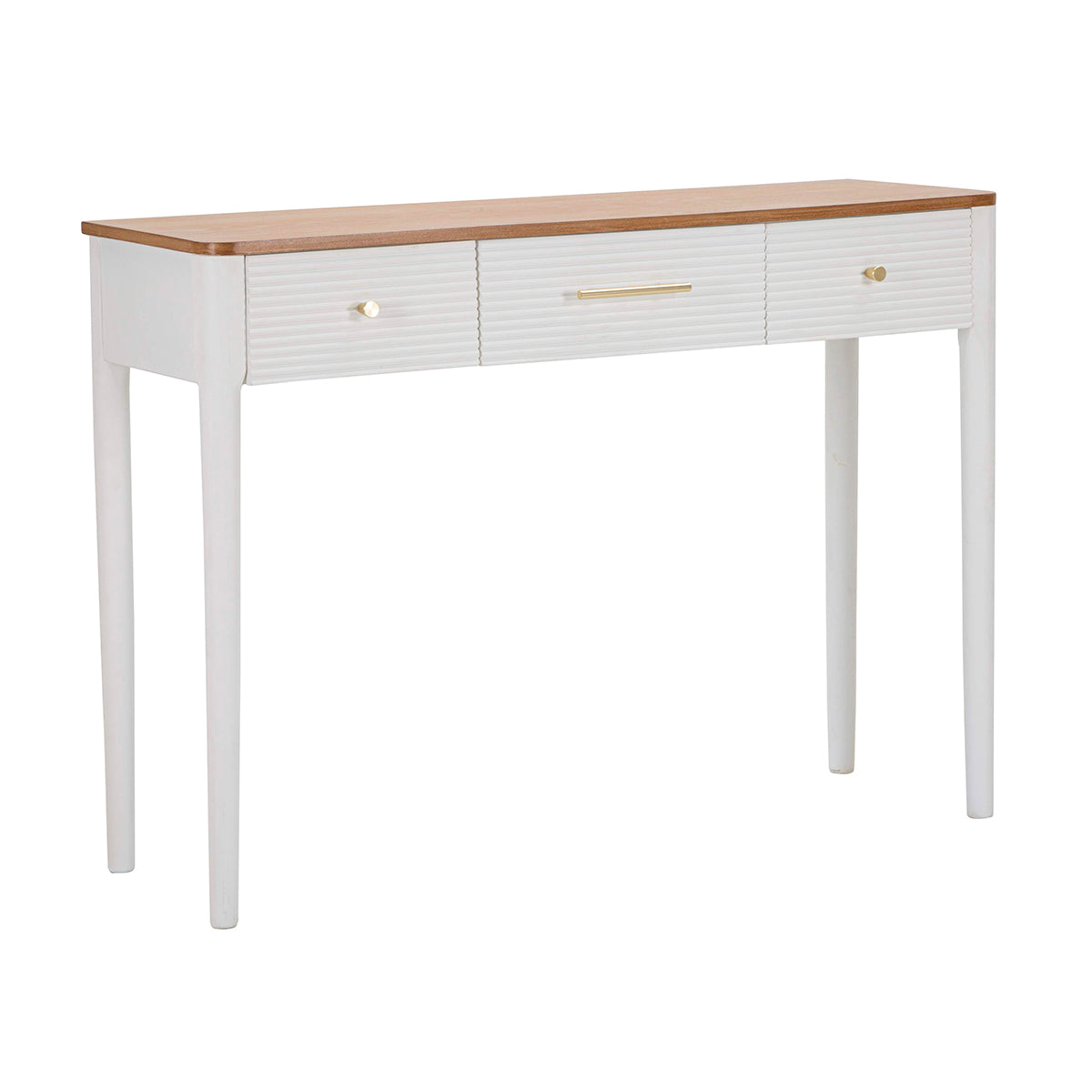 Console 3 tiroirs Tame Blanc et Bois - vue 2