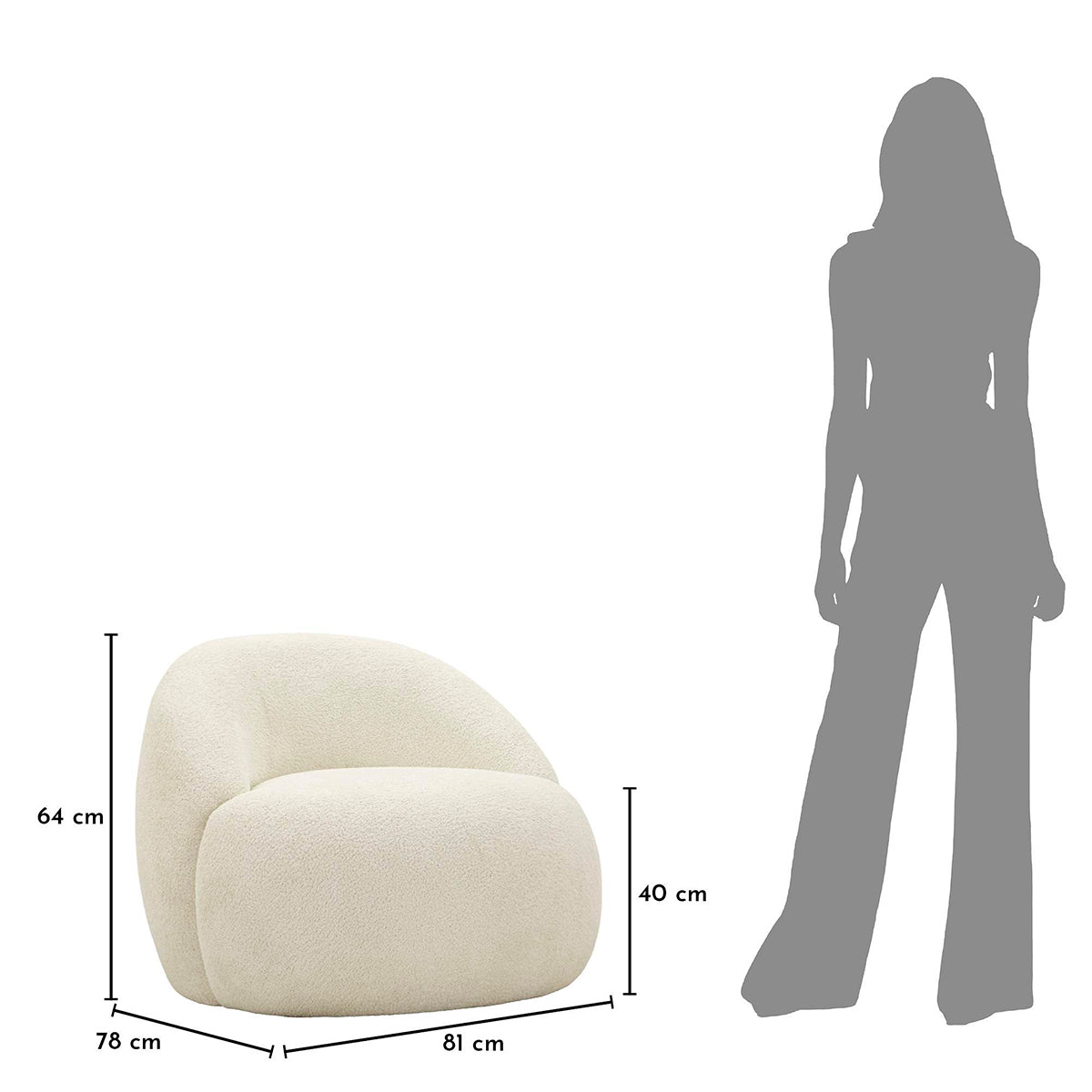 Fauteuil Tayla tissu bouclette Blanc cassé