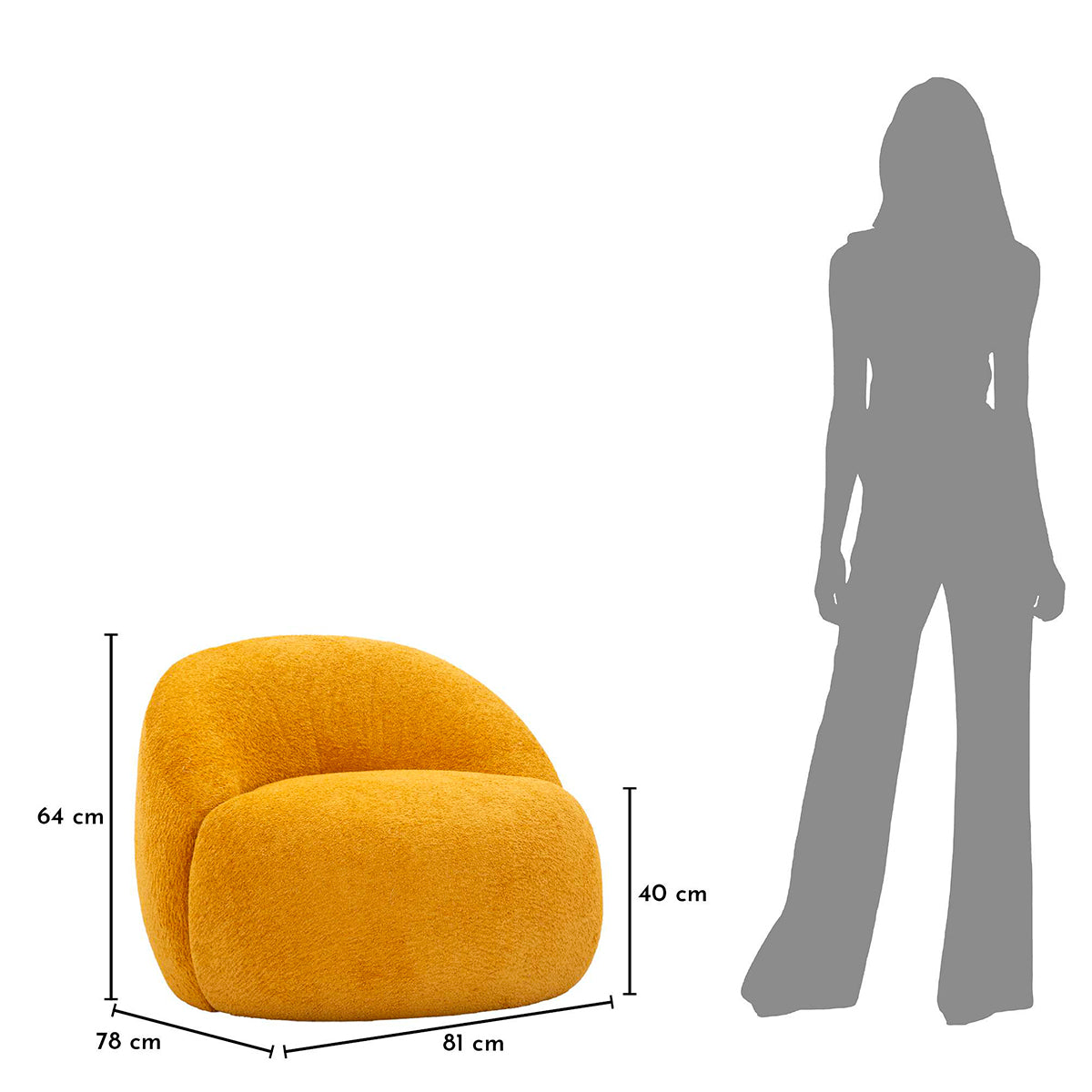 Fauteuil Tayla tissu bouclette Jaune moutarde