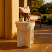 Bout de canapé 33,5 cm effet pierre Terraza Crème