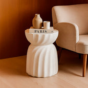 Bout de canapé 36 cm effet pierre Terraza Crème