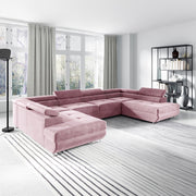 Canapé en U 5 places convertible avec coffre Wilson Rose