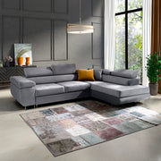 Canapé d'angle convertible droit 4 places Wilson velours Gris