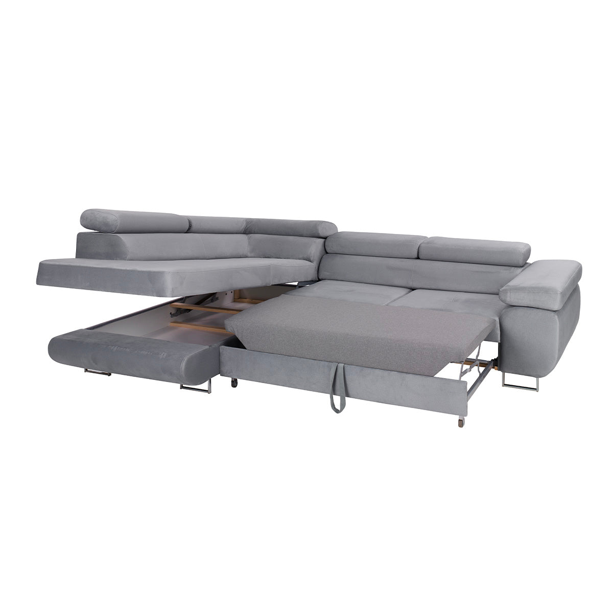 Canapé d'angle convertible gauche 4 places Wilson velours Bordeaux