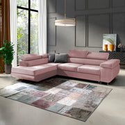 Canapé d'angle convertible gauche 4 places Wilson velours Rose