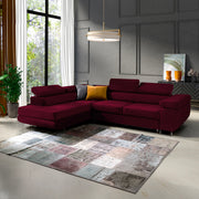 Canapé d'angle convertible gauche 4 places Wilson velours Bordeaux