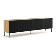 Meuble TV 4 portes 200 cm Philaé Bois et Noir