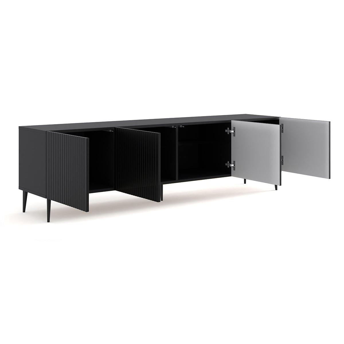 Meuble TV 4 portes 200 cm Philaé Noir - vue 2