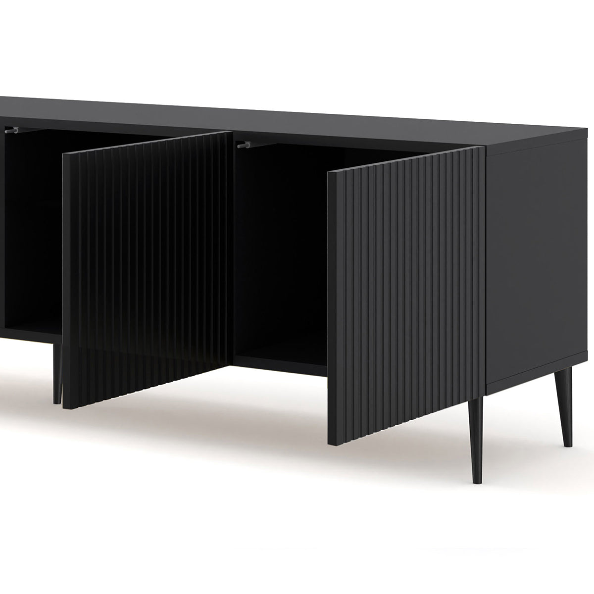 Meuble TV 4 portes 200 cm Philaé Noir - vue 3