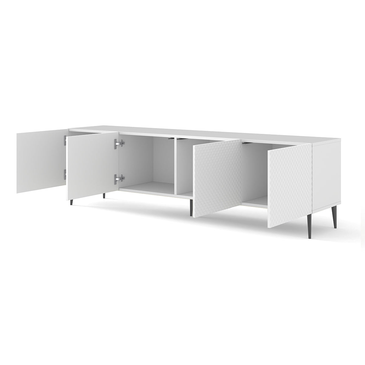 Meuble TV 4 portes 200 cm Philaé Blanc - vue 2