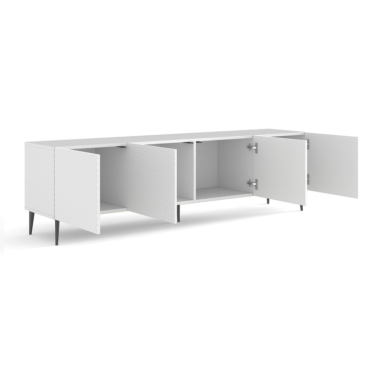 Meuble TV 4 portes 200 cm Philaé Blanc