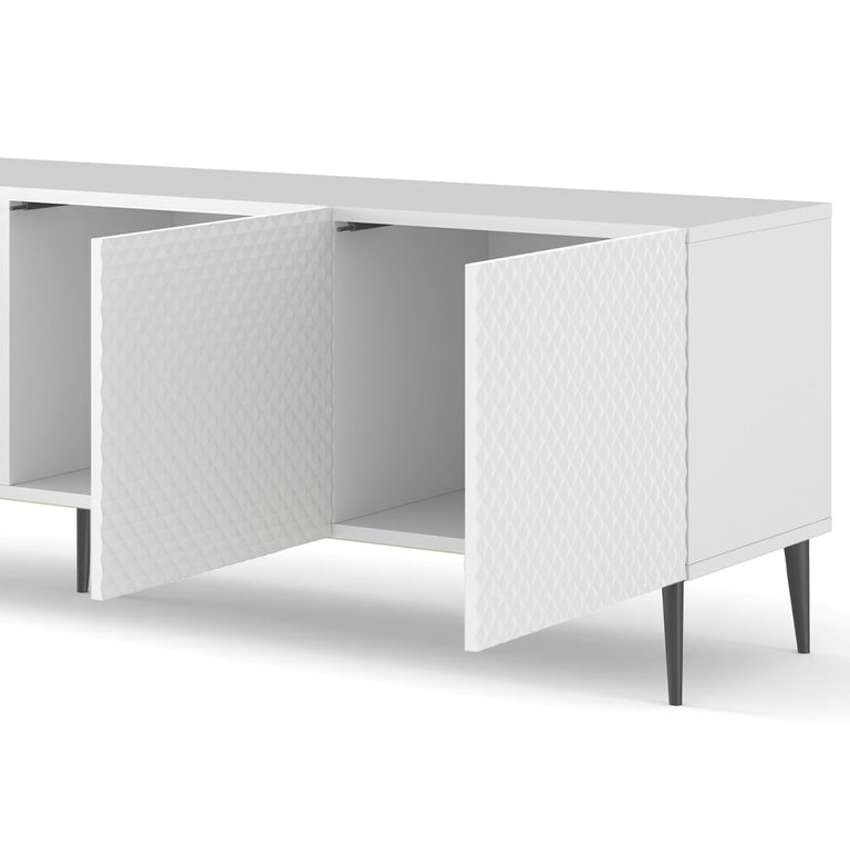 Meuble TV 4 portes 200 cm Philaé Blanc