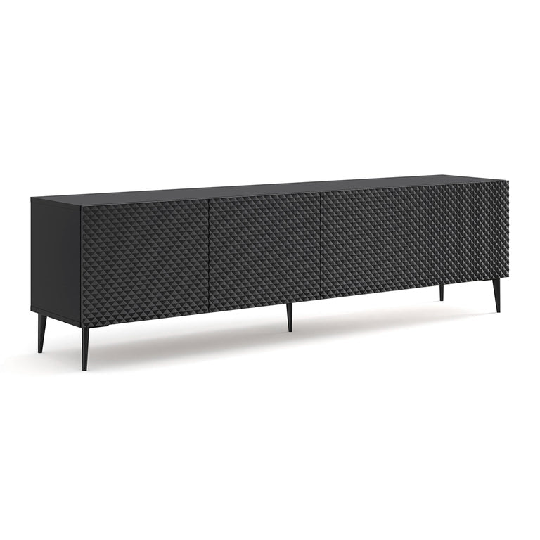 Meuble TV 4 portes 200 cm Philaé Noir