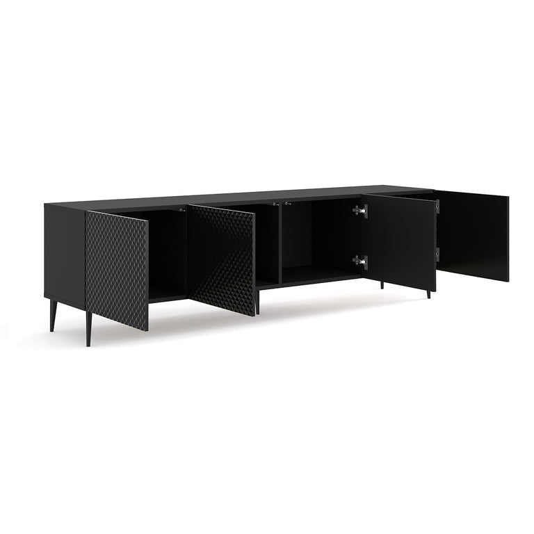 Meuble TV 4 portes 200 cm Philaé Noir
