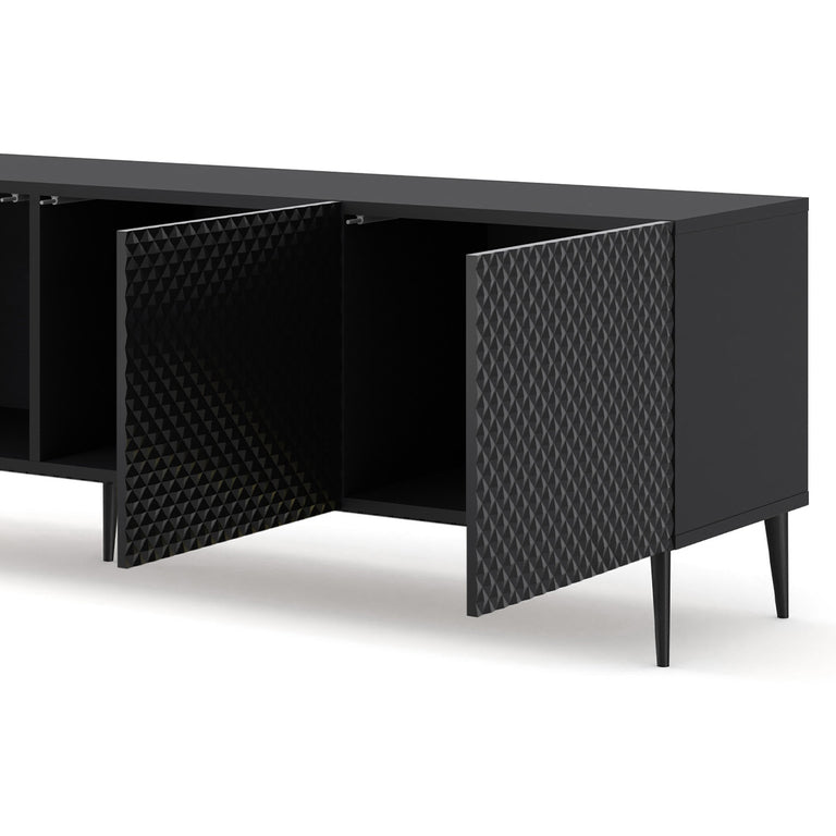 Meuble TV 4 portes 200 cm Philaé Noir