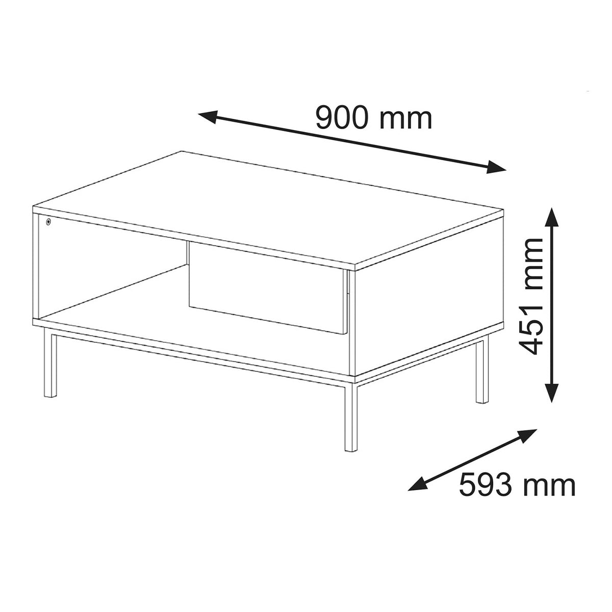 Table basse 90 cm Philaé Bois et Noir - vue 3