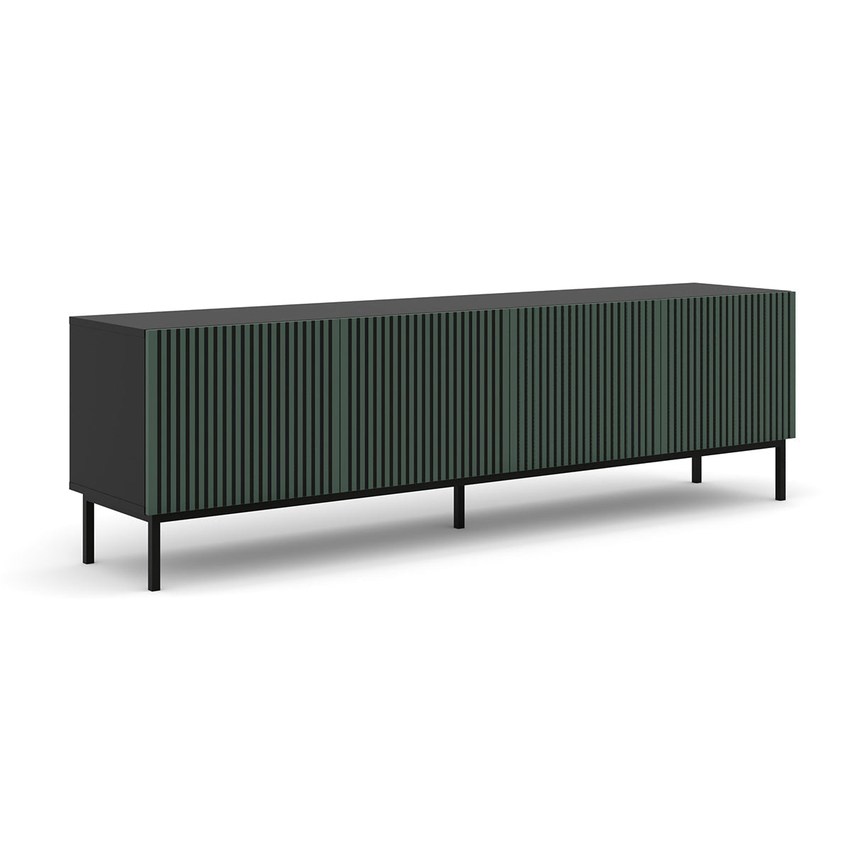 Meuble TV 4 portes 200 cm Philaé Vert et Noir