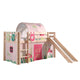 Lit Mi-Hauteur 90x200 avec Toboggan Sommier Inclus et Housse Spring Vipack Pino - Bois