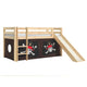 Lit Mi-Hauteur 90x200 Toboggan sommier inclus housse Pirate Vipack Pino Bois