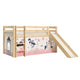Lit Mi-Hauteur 90x200 Toboggan sommier inclus housse Fairy Vipack Pino Bois