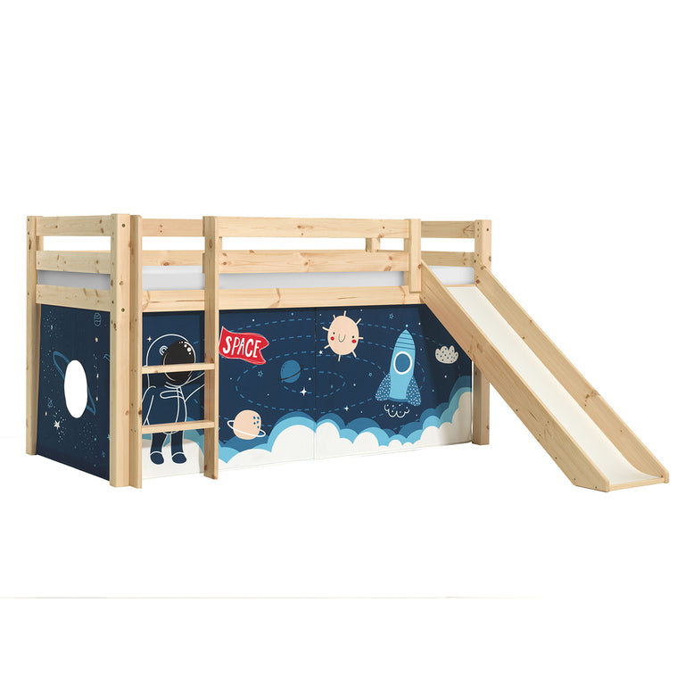 Lit Mi-Hauteur 90x200 Toboggan sommier inclus housse Space Vipack Pino Bois - vue 2