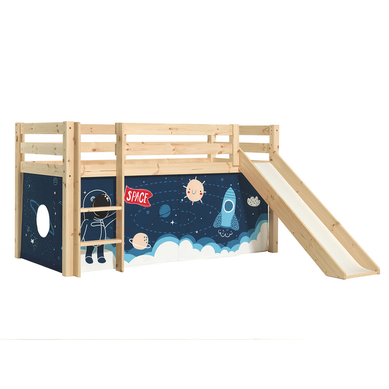 Lit Mi-Hauteur 90x200 Toboggan sommier inclus housse Space Vipack Pino Bois - vue 3