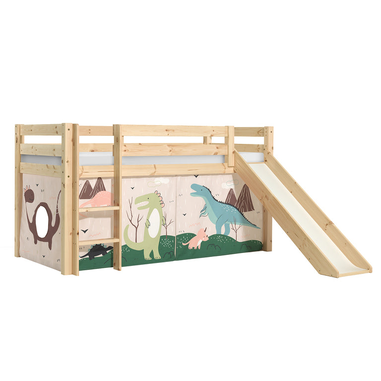 Lit Mi-Hauteur 90x200 Toboggan sommier inclus housse Dino Vipack Pino Bois - vue 2