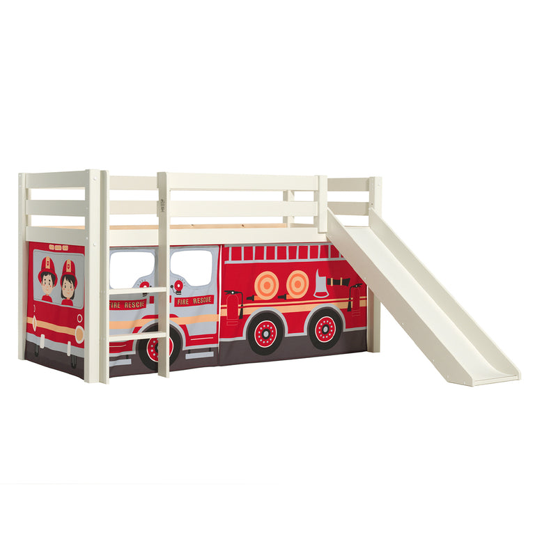 Lit Mi-Hauteur 90x200 Toboggan sommier inclus housse Pompier Vipack Pino Blanc - vue 3