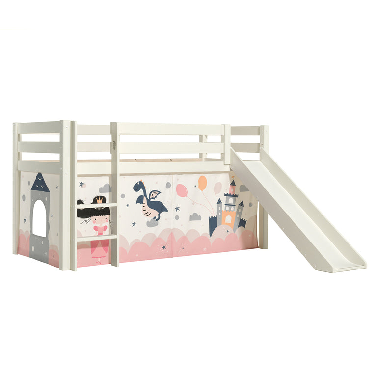 Lit Mi-Hauteur 90x200 Toboggan sommier inclus housse Fairy Vipack Pino Blanc - vue 3