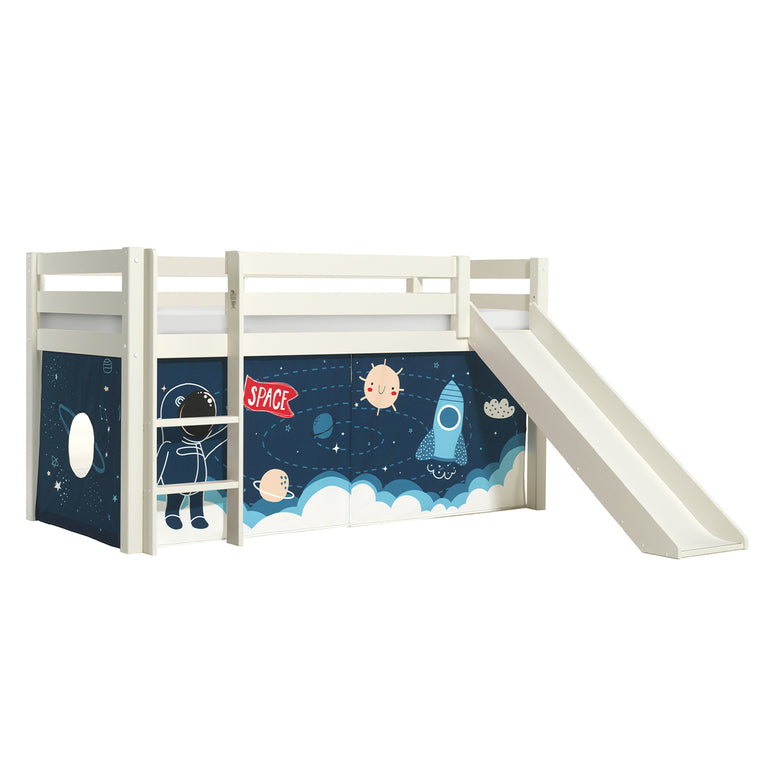Lit Mi-Hauteur 90x200 Toboggan sommier inclus housse Space Vipack Pino Blanc - vue 2
