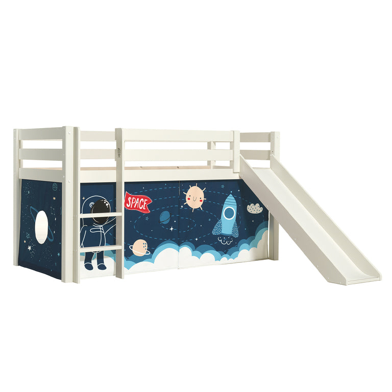 Lit Mi-Hauteur 90x200 Toboggan sommier inclus housse Space Vipack Pino Blanc - vue 3
