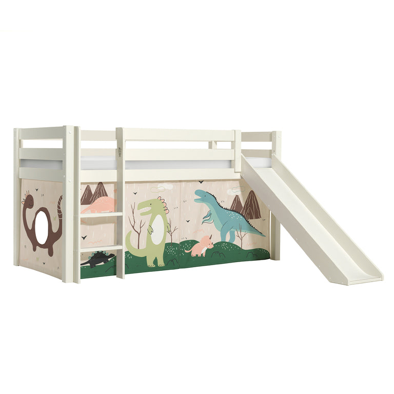 Lit Mi-Hauteur 90x200 Toboggan sommier inclus housse Dino Vipack Pino Blanc - vue 2