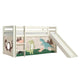 Lit Mi-Hauteur 90x200 Toboggan sommier inclus housse Dino Vipack Pino Blanc