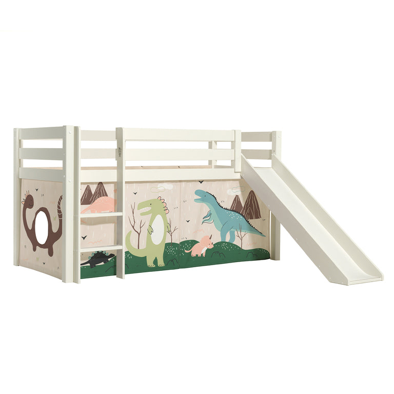Lit Mi-Hauteur 90x200 Toboggan sommier inclus housse Dino Vipack Pino Blanc - vue 3