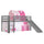 Lit Mi-Hauteur 90x200 avec Toboggan Sommier Inclus et Housse Princesse Vipack Pino Gris