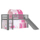 Lit Mi-Hauteur 90x200 avec Toboggan Sommier Inclus et Housse Princesse Vipack Pino Gris