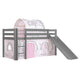 Lit Mi-Hauteur 90x200 avec Toboggan Sommier Inclus et Housse Birdy Vipack Pino Gris