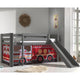 Lit Mi-Hauteur 90x200 Toboggan sommier inclus housse Pompier Vipack Pino Gris